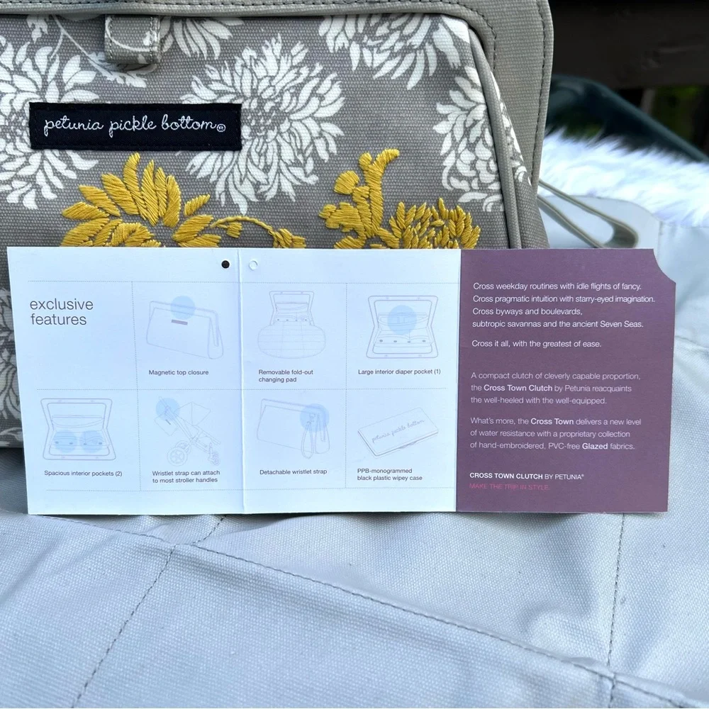 Petunia Pickle Bottom Cross Town Clutch Diaper Bag, NWOT